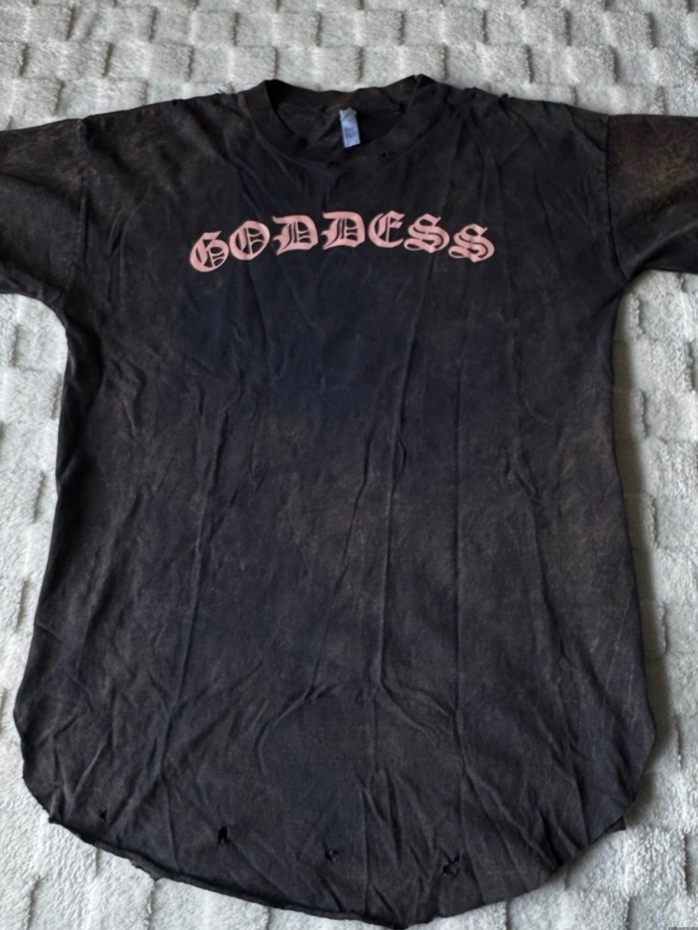 Goddess Graphic Black Tee with Pink Script